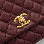 CHANEL MEDIUM COCO HANDLE WITH LIZARD HANDLE CAVIAR BURGUNDY GHW