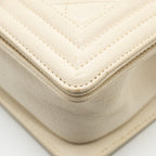 CHANEL SMALL BOY BAG CAVIAR WHITE LGHW