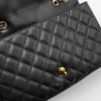 CHANEL CLASSIC JUMBO SINGLE FLAP BAG CAVIAR BLACK GHW