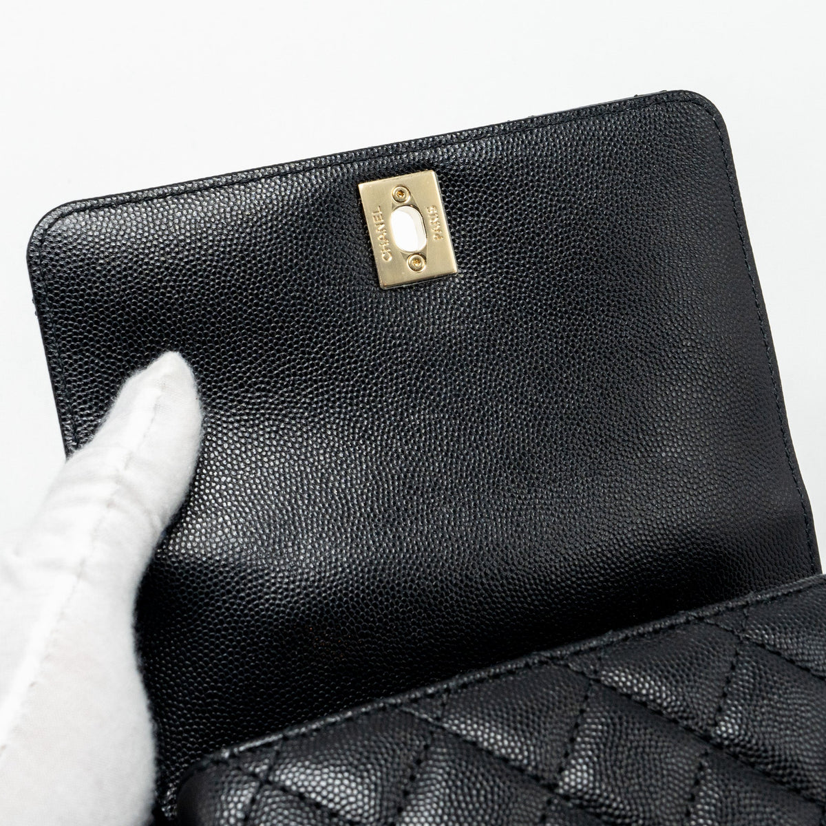 CHANEL MINI COCO HANDLE WITH LIZARD EMBOSSED HANDLE CAVIAR BLACK LGHW (MICROCHIP)