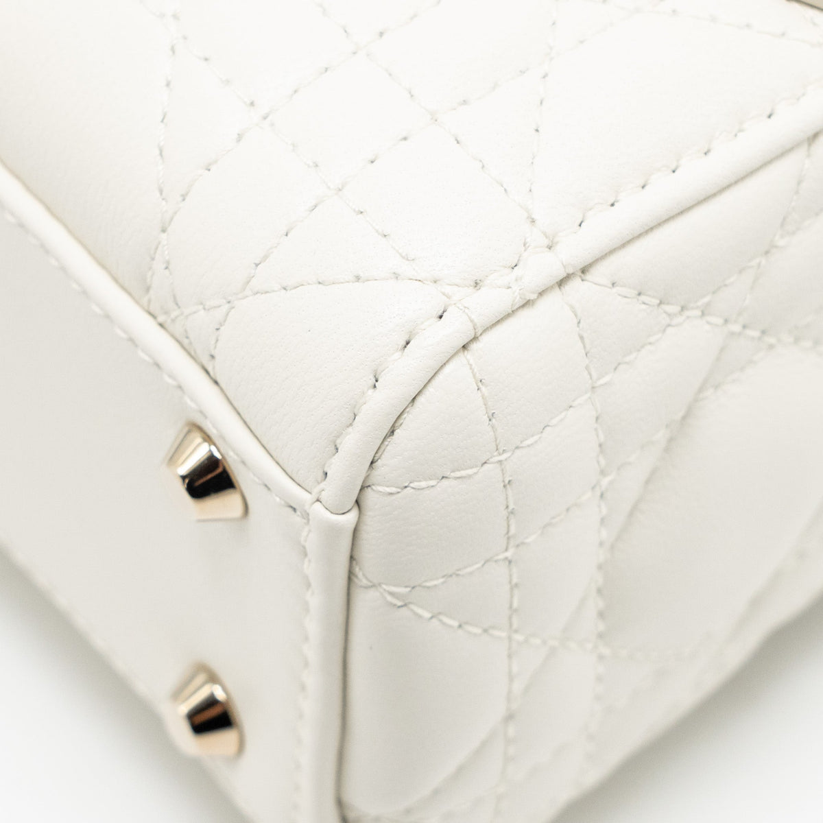 DIOR MINI LADY DIOR LAMBSKIN WHITE LGHW