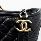 CHANEL CHEVRON SMALL GABRIELLE HOBO BAG CALFSKIN BLACK MULTICOLOR HARDWARE