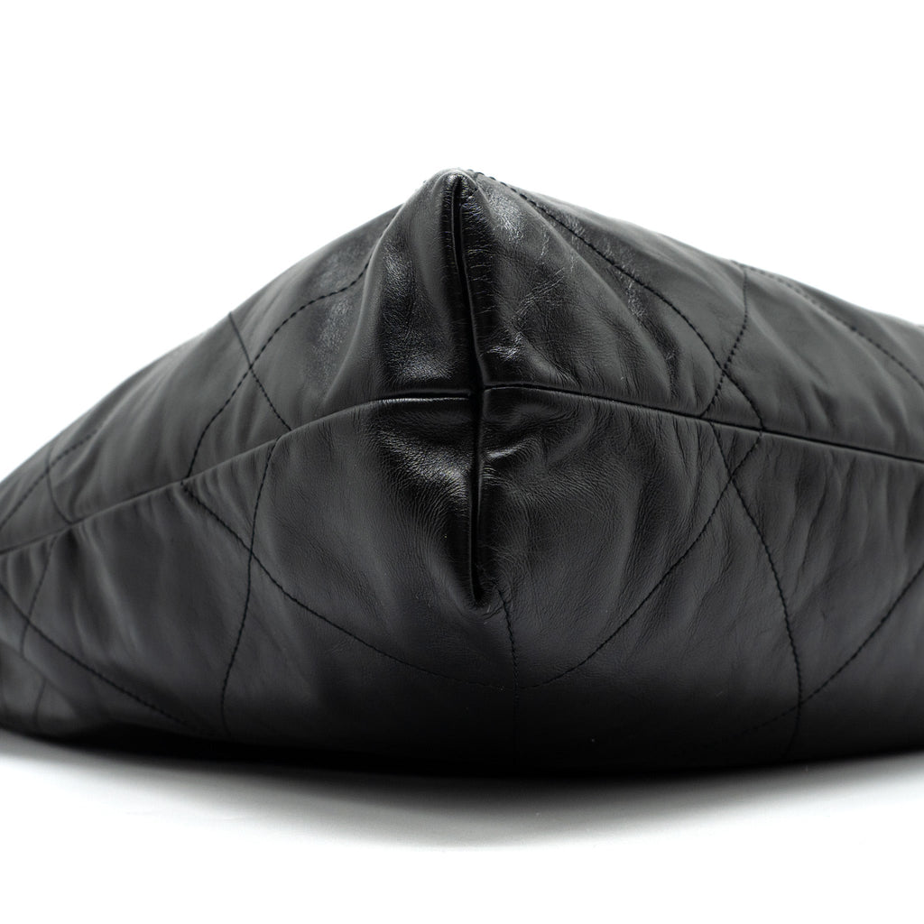 CHANEL LARGE 22 BAG SHINY CALFSKIN BLACK GHW (MICROCHIP)
