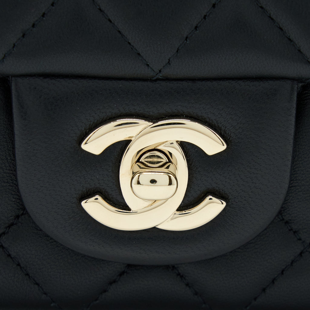 CHANEL MINI RECTANGULAR WITH COCO BAG CHARM LIMITED EDITION LAMBSKIN BLACK LGHW