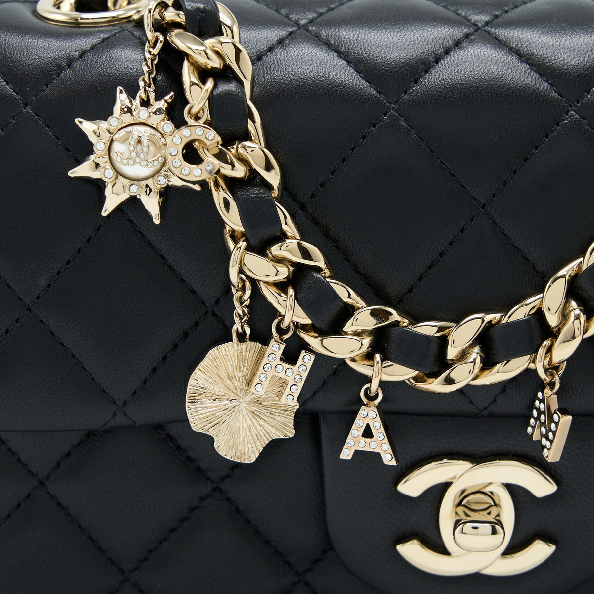 CHANEL MINI RECTANGULAR WITH COCO BAG CHARM LIMITED EDITION LAMBSKIN BLACK LGHW