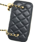 CHANEL 22A PEARL CRUSH LONG VANITY WITH CHAIN LAMBSKIN BLACK GHW