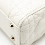 DIOR MINI LADY DIOR LAMBSKIN WHITE LGHW