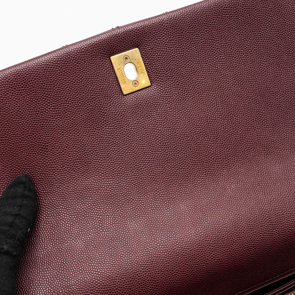 CHANEL MEDIUM COCO HANDLE WITH LIZARD HANDLE CAVIAR BURGUNDY GHW