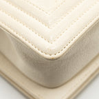 CHANEL SMALL BOY BAG CAVIAR WHITE LGHW