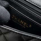 CHANEL TOP HANDLE MINI RECTANGULAR FLAP BAG LAMBSKIN BLACK LGHW (MICROCHIP )