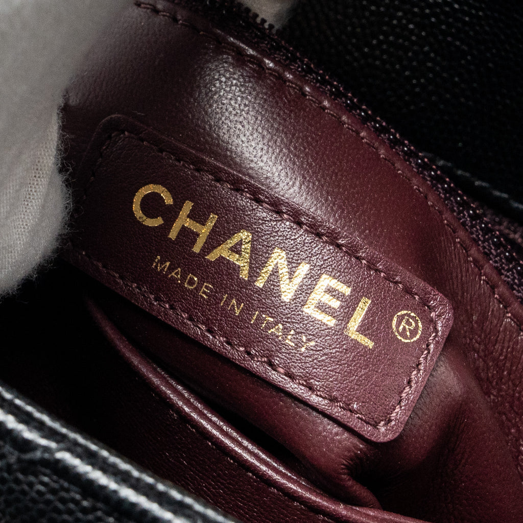 CHANEL MINI COCO HANDLE WITH LIZARD EMBOSSED HANDLE CAVIAR BLACK LGHW (MICROCHIP)