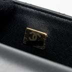 CHANEL TOP HANDLE MINI RECTANGULAR FLAP BAG LAMBSKIN BLACK LGHW (MICROCHIP )