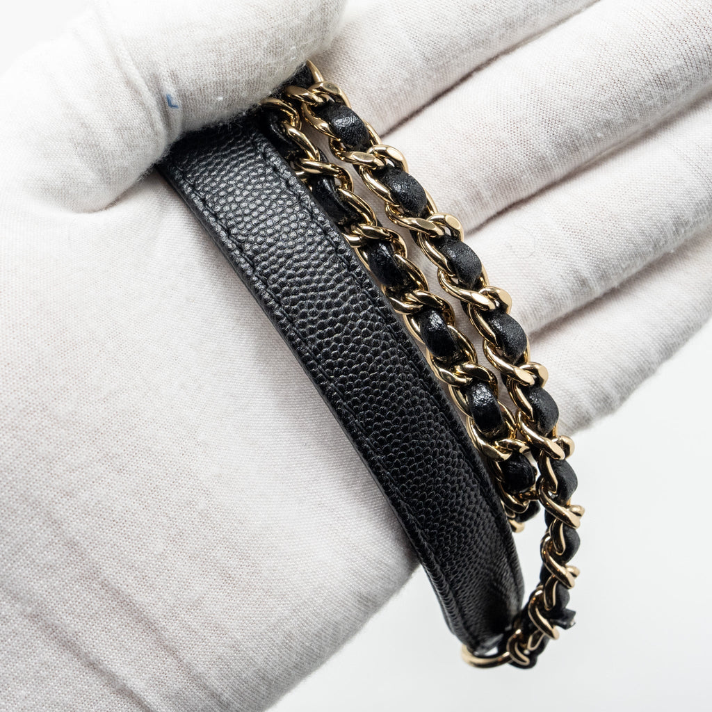 CHANEL MINI COCO HANDLE WITH LIZARD EMBOSSED HANDLE CAVIAR BLACK LGHW (MICROCHIP)