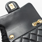 CHANEL CAMELLIA ADJUSTABLE CHAIN MINI SQUARE FLAP BAG LAMBSKIN BLACK GHW (MICROCHIP)
