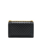 CHANEL BOY BAG NEW MEDIUM (28CM) LAMBSKIN BLACK RUTHENIUM GHW