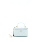CHANEL 21K RECTANGULAR TOP HANDLE VANITY WITH CHAIN BABY BLUE LGHW