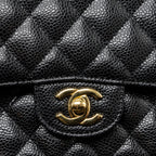 CHANEL MEDIUM CLASSIC DOUBLE FLAP BAG CAVIAR BLACK GHW (MICROCHIP)