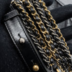 CHANEL CHEVRON SMALL GABRIELLE HOBO BAG CALFSKIN BLACK MULTICOLOR HARDWARE