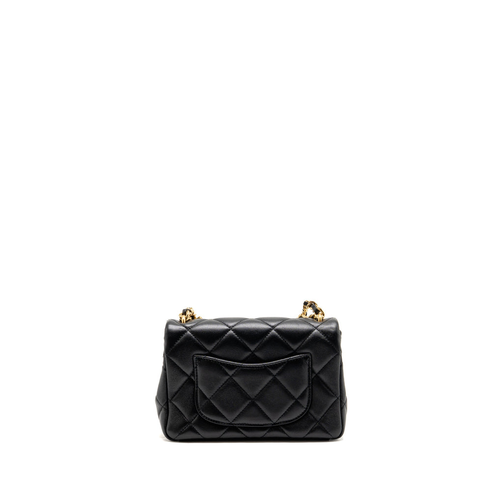 Chanel crystal logo handle chain flap bag lambskin GHW (microchip)