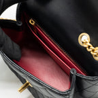 CHANEL CAMELLIA ADJUSTABLE CHAIN MINI SQUARE FLAP BAG LAMBSKIN BLACK GHW (MICROCHIP)