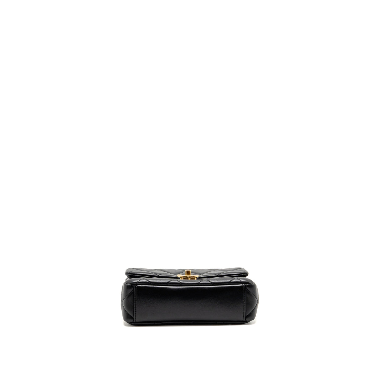 Chanel crystal logo handle chain flap bag lambskin GHW (microchip)