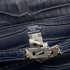 Hermes Kelly 25 crocodile niloticus Matt blue marine SHW