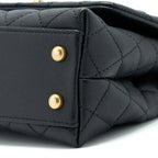 CHANEL SMALL COCO HANDLE CAVIAR WITH LIZARD HANDLE BLACK GHW