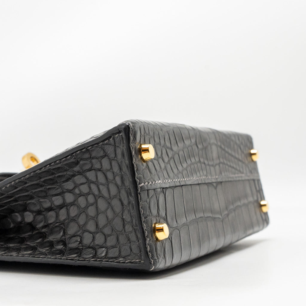 Hermes mini kelly II alligator mississippiensis matt 88 graphite GHW
