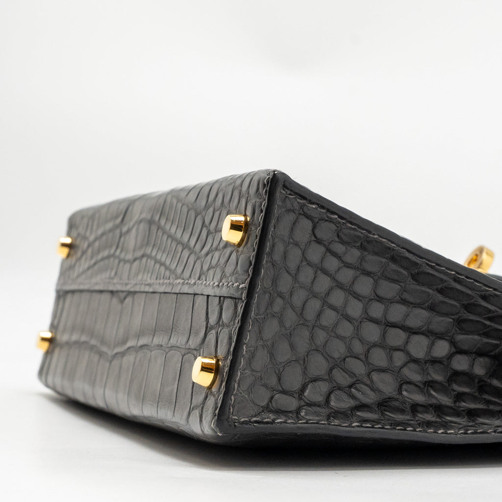 Hermes mini kelly II alligator mississippiensis matt 88 graphite GHW