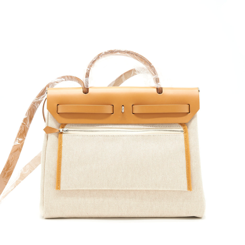 HERMES HERBAG ZIP 31 TOILE H EN RELIEF BRIDES SABLE/ECRU-BEIGE/NAT SABLE