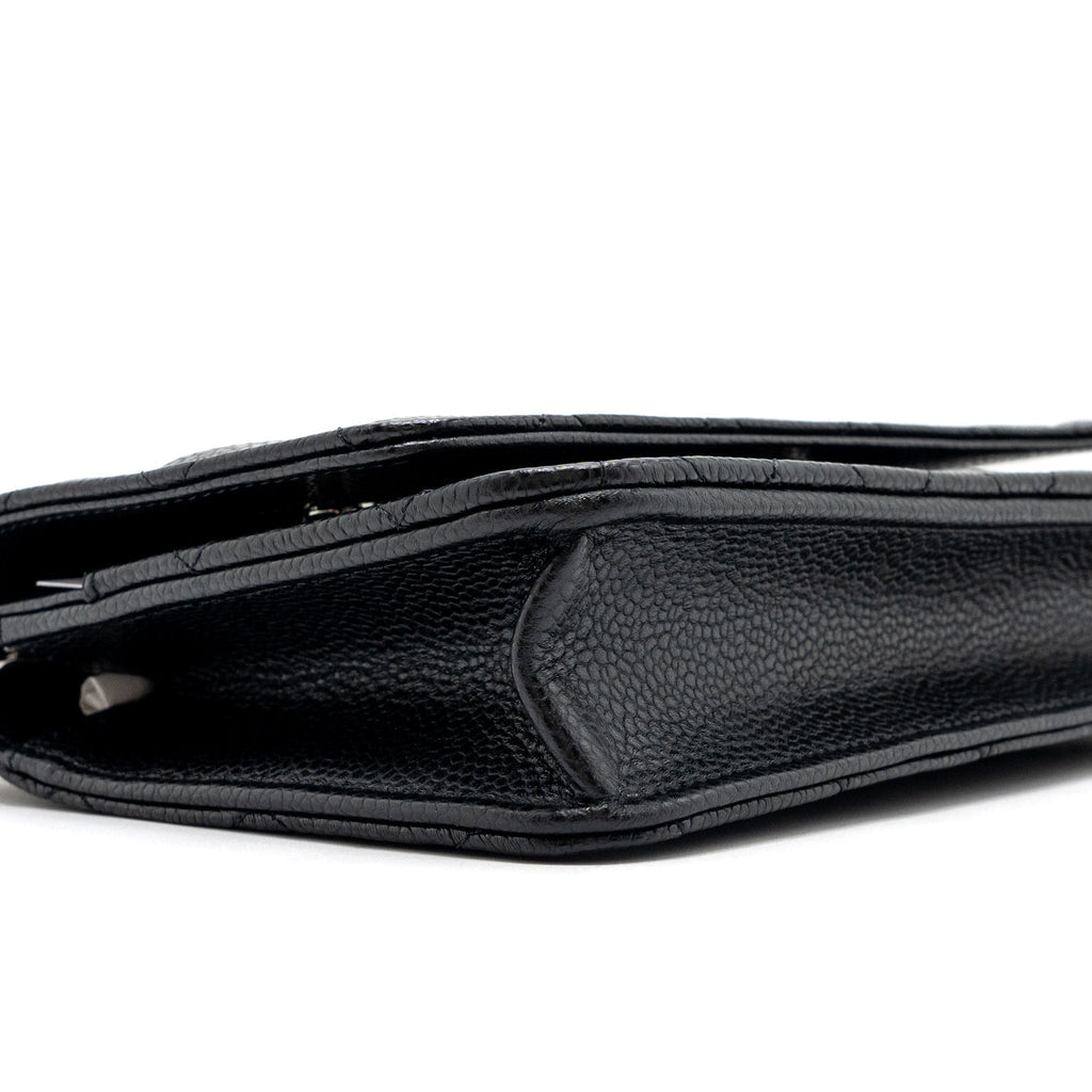 CHANEL CLASSIC WALLET ON CHAIN CAVIAR BLACK SHW (MICROCHIP)