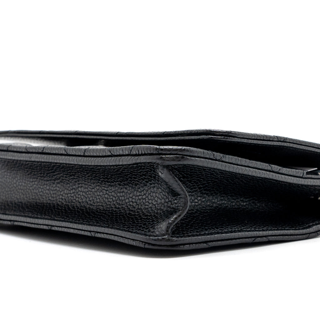CHANEL CLASSIC WALLET ON CHAIN CAVIAR BLACK SHW (MICROCHIP)