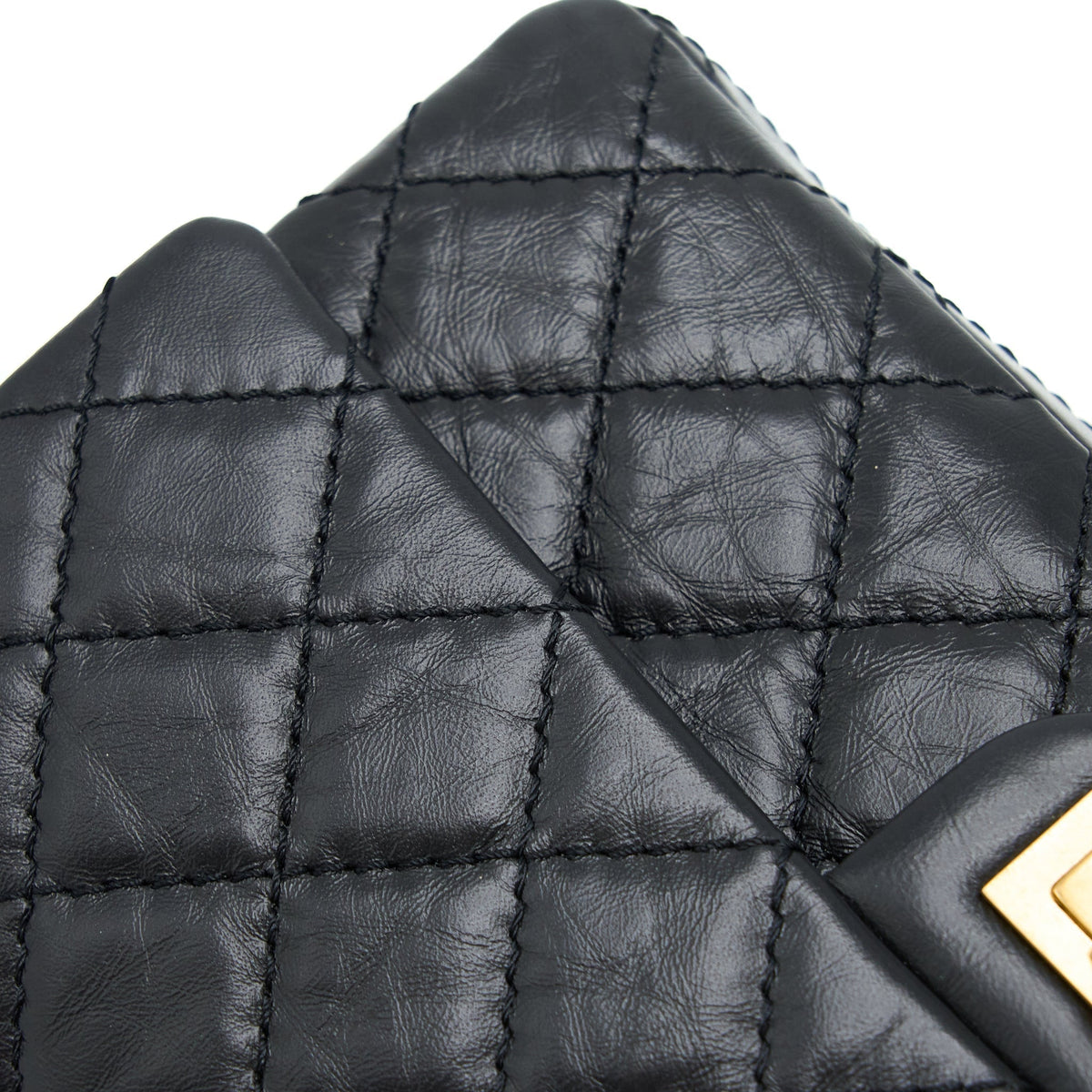 CHANEL SMALL 2.55 REISSUE FLAP BAG AGED CALFSKIN BLACK BRUSHED GHW (MICROCHIP)