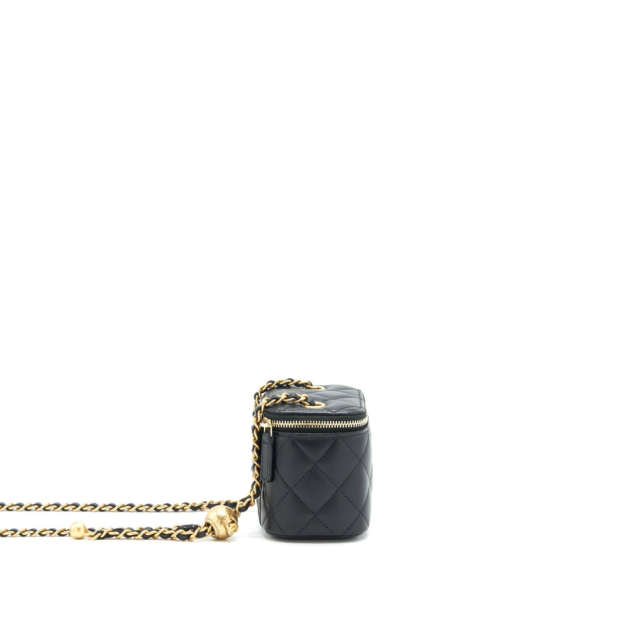 CHANEL PEARL CRUSH MINI VANITY CASE LAMBSKIN BLACK GHW