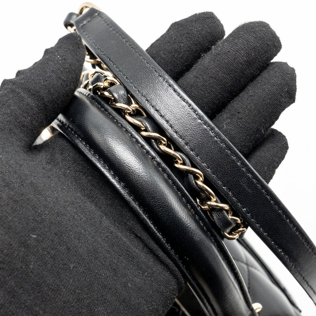 Chanel Top Handle Trendy CC Flap Bag Lambskin Black LGHW (Microchip)