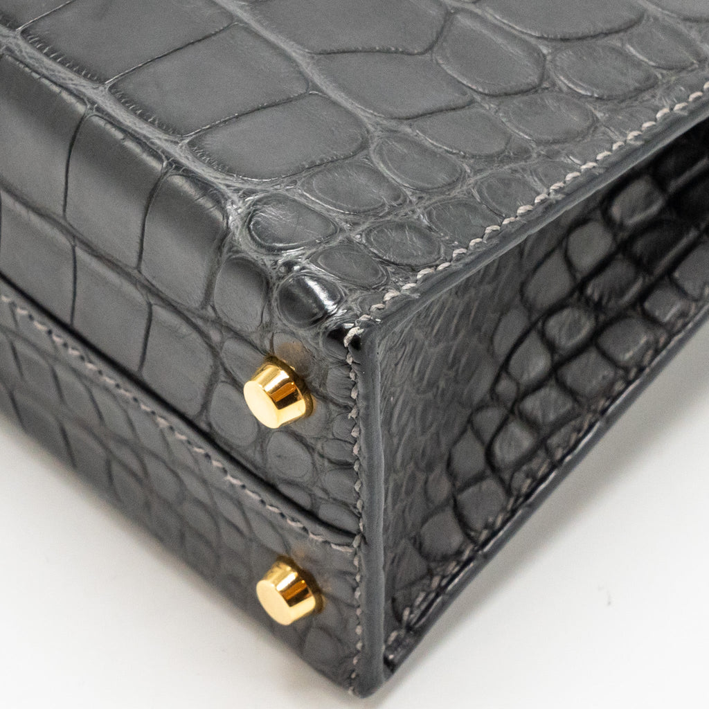 Hermes mini kelly II alligator mississippiensis matt 88 graphite GHW