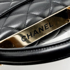 Chanel Top Handle Trendy CC Flap Bag Lambskin Black LGHW (Microchip)