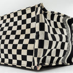 DIOR LARGE BOOK TOTE WHITE CHECKERED EMBROIDERED CANVAS BLACK / WHITE