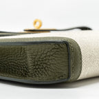 HERMES POCHETTE KELLY DEPECHES 25 CANVAS / TOGO ECRU BEIGE / VERT OLIVE GHW