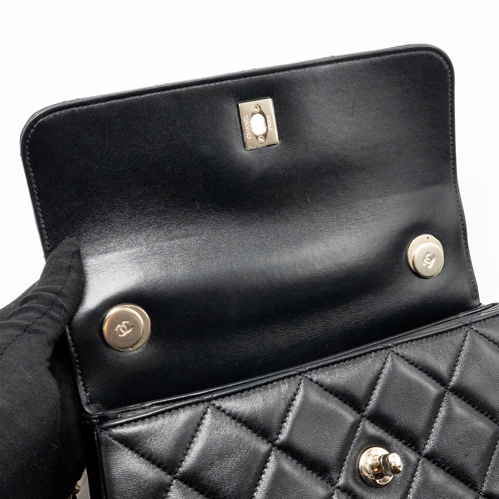 Chanel Top Handle Trendy CC Flap Bag Lambskin Black LGHW (Microchip)