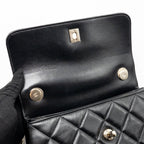 Chanel Top Handle Trendy CC Flap Bag Lambskin Black LGHW (Microchip)