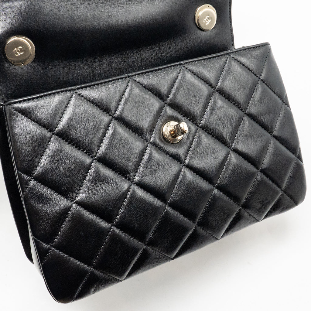 Chanel Top Handle Trendy CC Flap Bag Lambskin Black LGHW (Microchip)