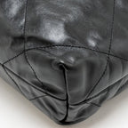 CHANEL SMALL 22 BAG GOLD LETTER CALFSKIN BLACK GHW (MICROCHIP)