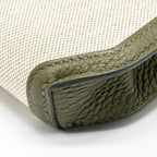 HERMES POCHETTE KELLY DEPECHES 25 CANVAS / TOGO ECRU BEIGE / VERT OLIVE GHW