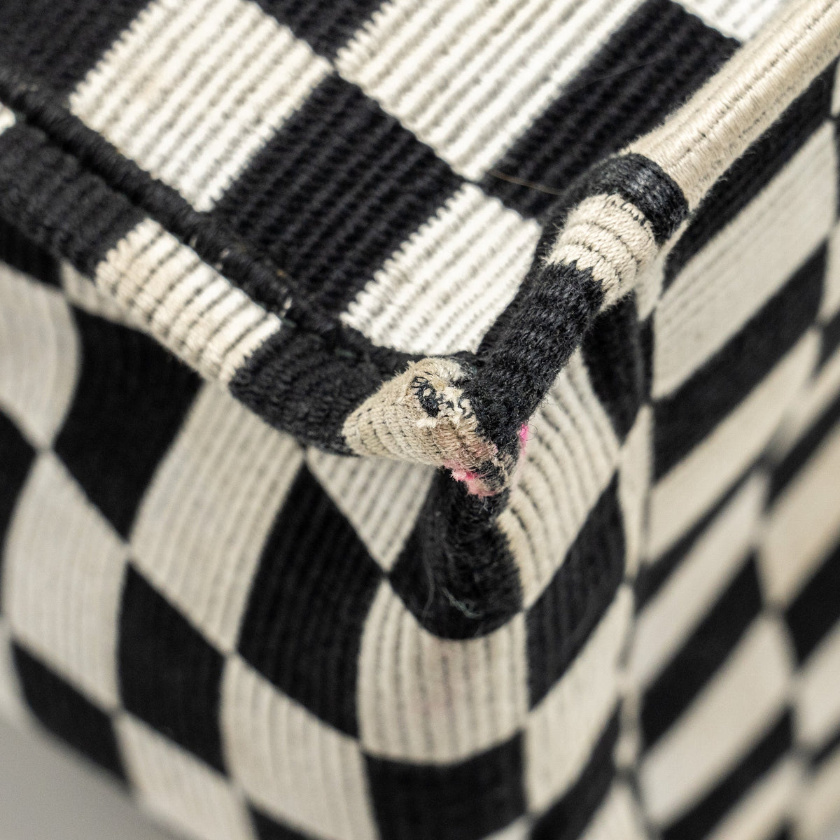 DIOR LARGE BOOK TOTE WHITE CHECKERED EMBROIDERED CANVAS BLACK / WHITE