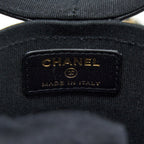 CHANEL ROUND VANITY CASE WITH CHAIN LAMBSKIN BLACK LGHW