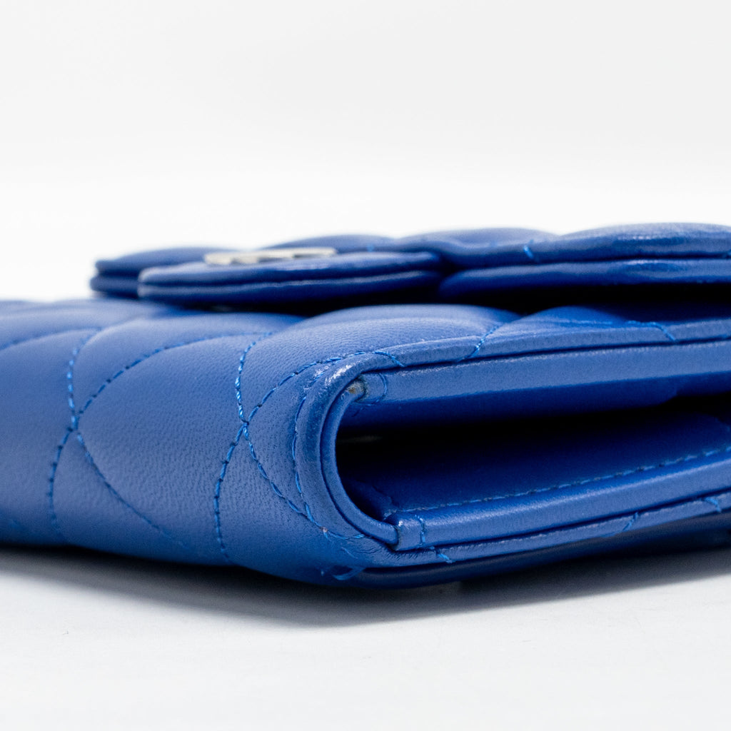 Chanel Small Classic Flap Wallet Lambskin Dark Blue SHW