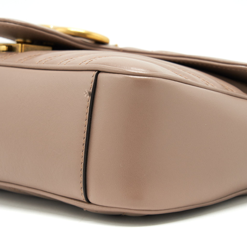 GUCCI MARMONT SMALL DUSTY PINK MATELASSÉ SHOULDER BAG GHW