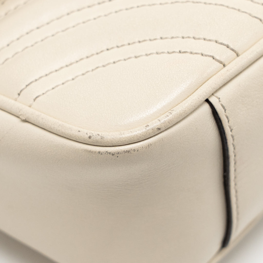 GUCCI MINI MARMONT BAG CALFSKIN WHITE GHW