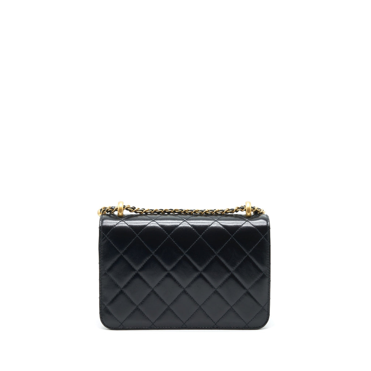 CHANEL 21A GOLD CRUSH FLAP BAG CALFSKIN BLACK GHW (MICROCHIP)